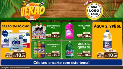 Modelo de TV para TV Horizontal com o tema Verão para Produtos de Limpeza