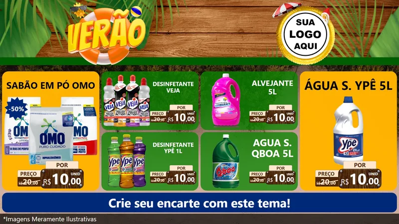 Modelo de TV para TV Horizontal com o tema Verão para Produtos de Limpeza