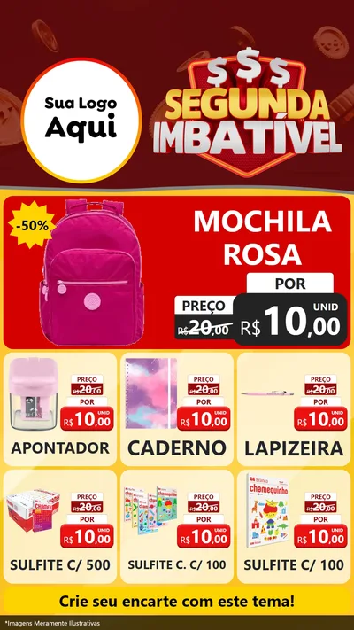 Modelo de Rede Social para Stories com o tema Segunda Imbatível para Papelaria