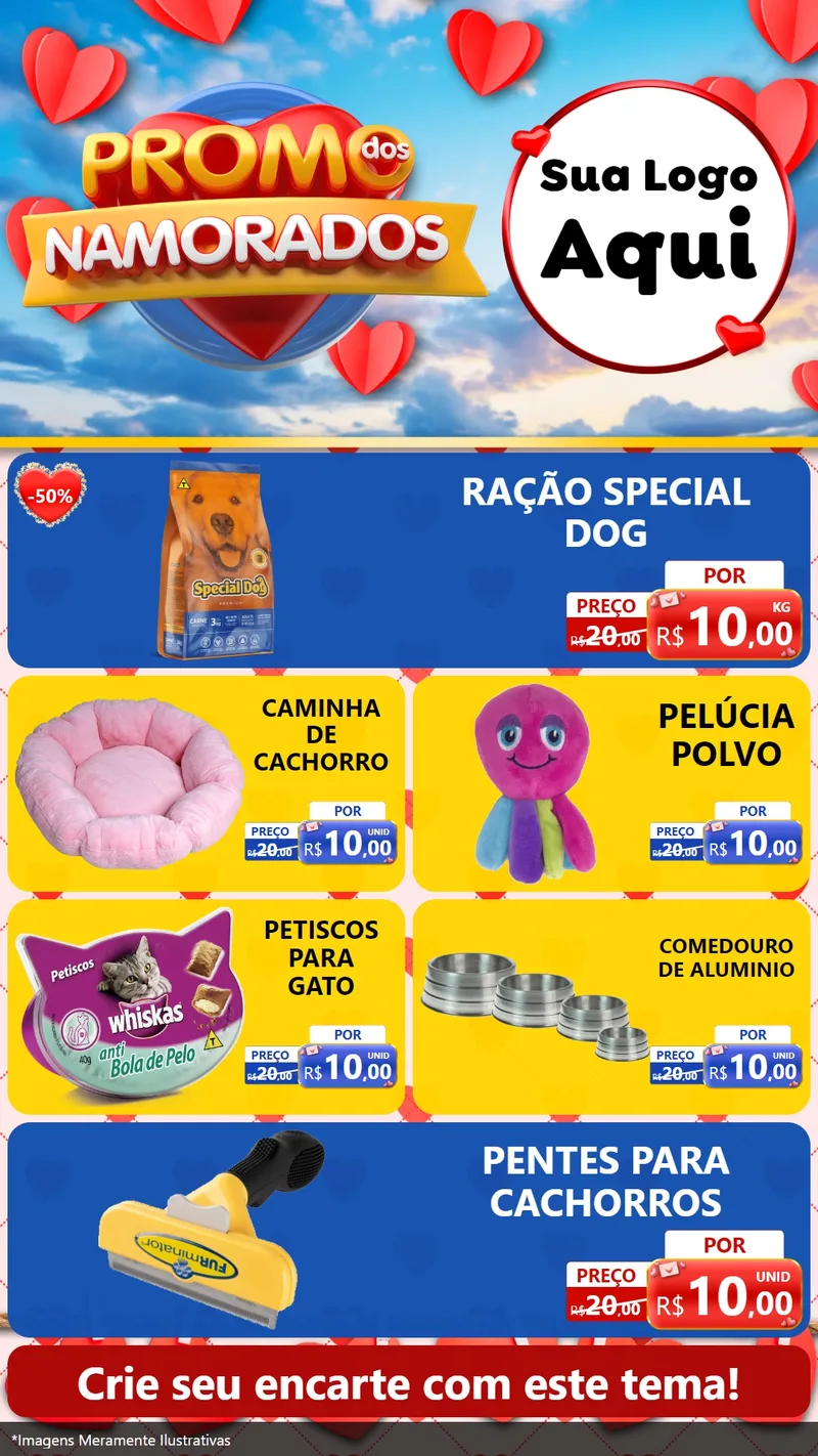 Modelo de TV para TV Vertical com o tema Promo dos Namorados para Pet Shop