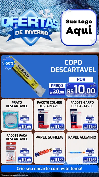 Modelo de Rede Social para Stories com o tema Ofertas de Inverno para Embalagens