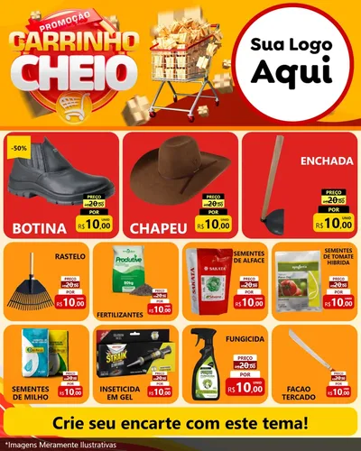 Modelo de Rede Social para Feed Instagram com o tema Promoção carrinho cheio para Agropecuária