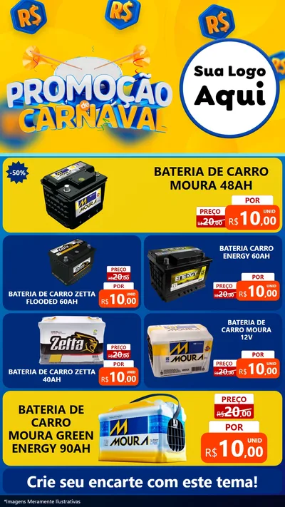 Modelo de TV para TV Vertical com o tema Promoção de Carnaval para Baterias Elétricas