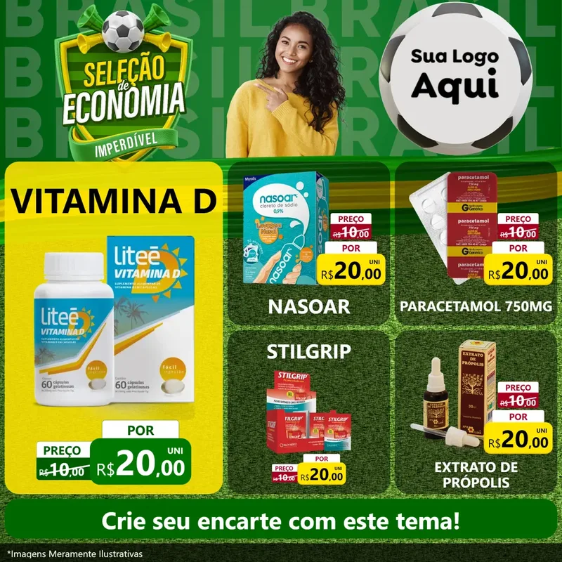 Modelo de Rede Social para Feed Facebook com o tema Seleção de Economia - Copa para Farmácia