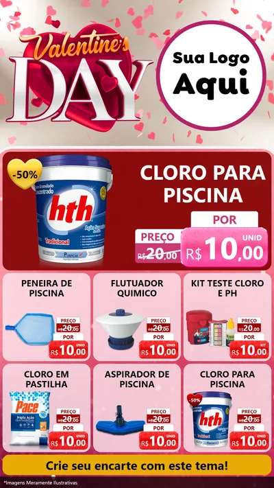Modelo de Rede Social para Stories com o tema Valentine's Day para Produtos para Piscina