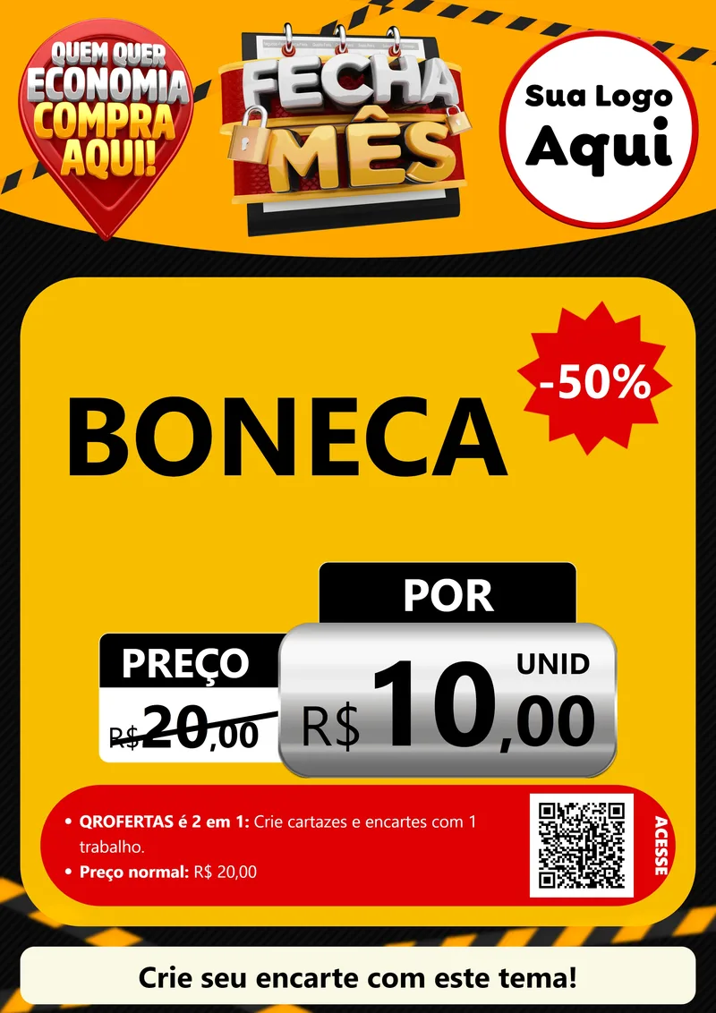 Modelo de Cartaz para Cartaz A4 Vertical com o tema Fecha Mês para Brinquedos