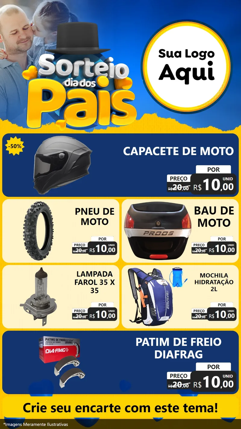 Modelo de TV para TV Vertical com o tema Sorteio Dia Dos Pais para Moto peças