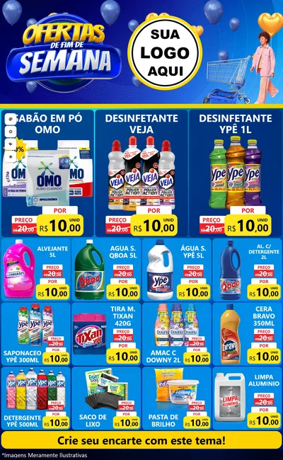 Modelo de Encarte para Encarte Grande com o tema Ofertas de Fim de Semana para Produtos de Limpeza