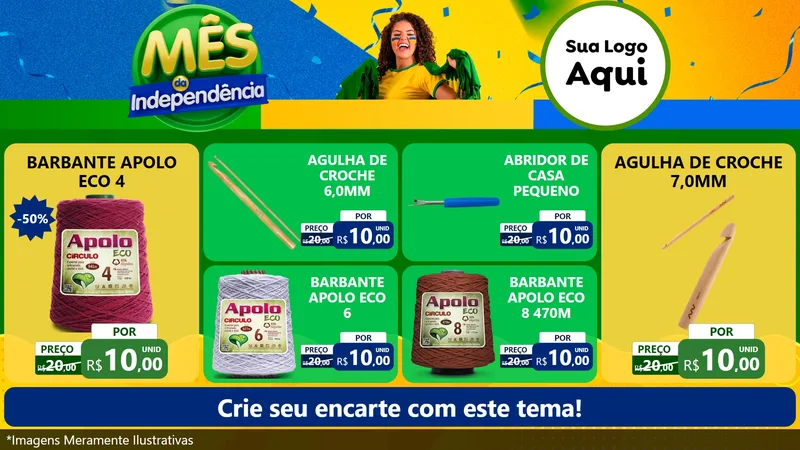 Modelo de TV para TV Horizontal com o tema Mês da Independência para Armarinho e Aviamentos