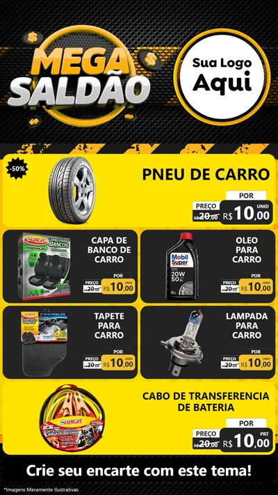 Modelo de TV para TV Vertical com o tema Mega Saldão para Auto peças