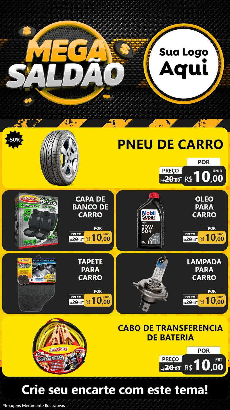 Modelo de TV para TV Vertical com o tema Mega Saldão para Auto peças