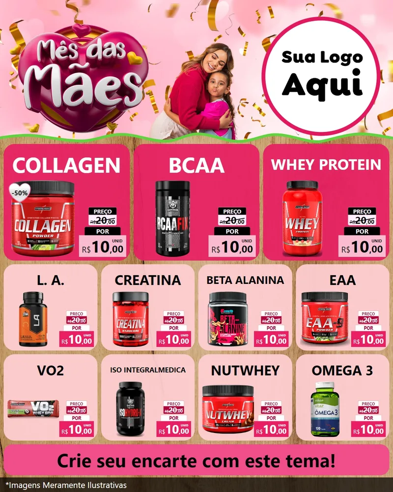 Modelo de Rede Social para Feed Instagram com o tema Mês das Mães para Suplementos alimentares