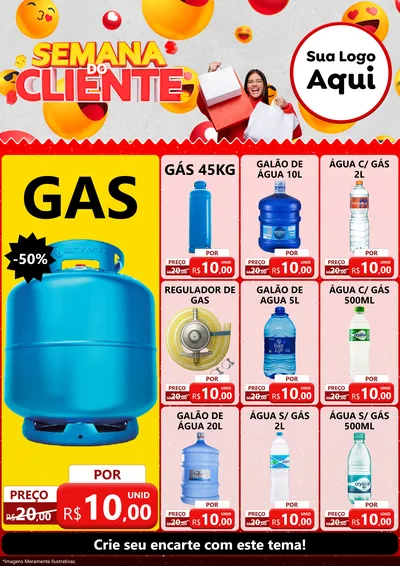 Modelo de Encarte para Encarte A4 Vertical com o tema Semana do Cliente para Água e gás