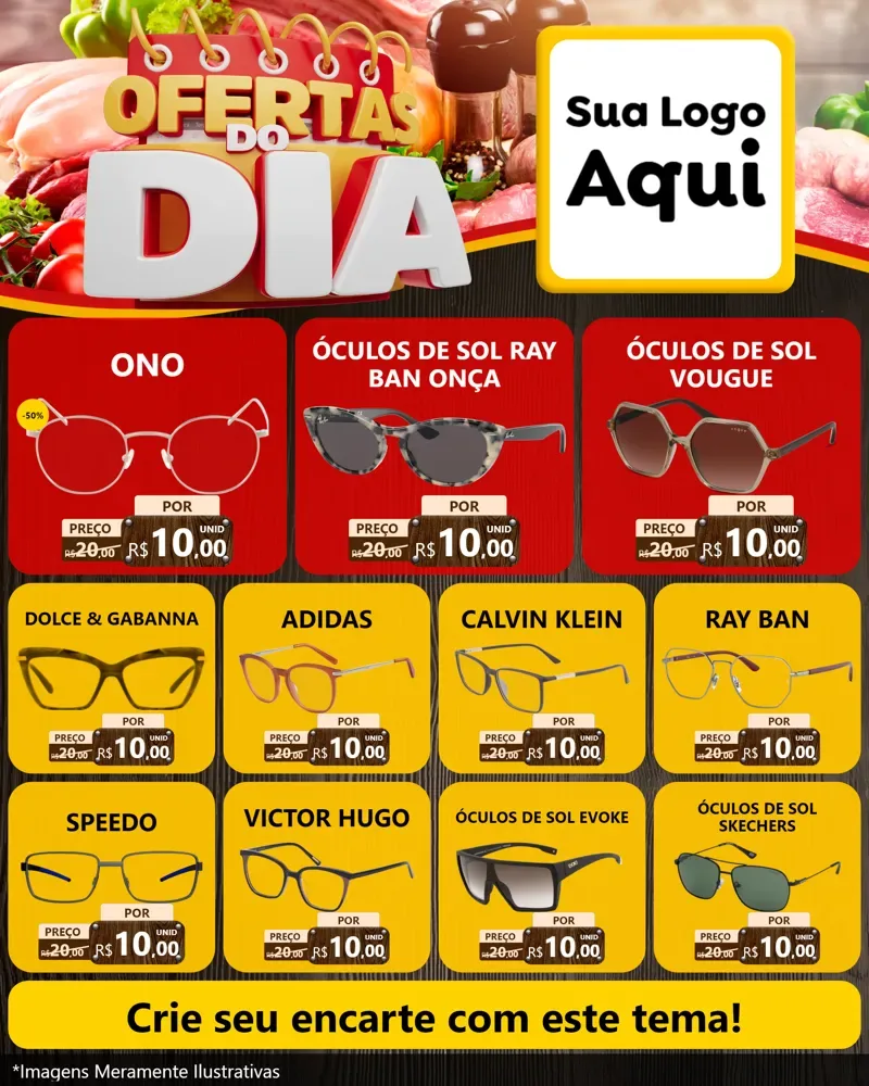 Modelo de Rede Social para Feed Instagram com o tema Ofertas do Dia para Óticas