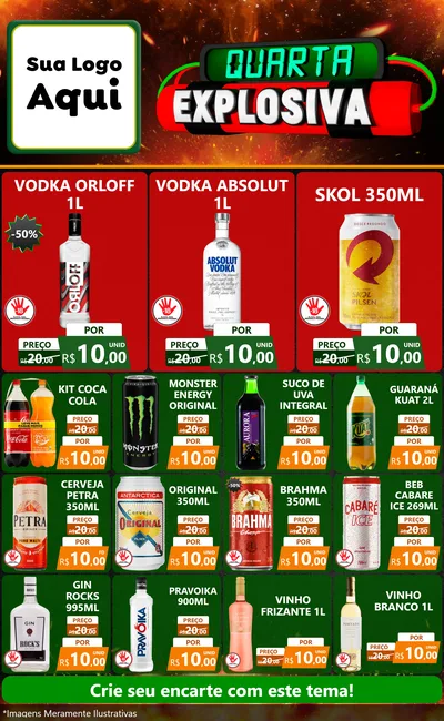 Modelo de Encarte para Encarte Grande com o tema Quarta Explosiva para Distribuidora de bebidas