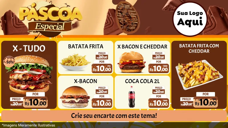 Modelo de TV para TV Horizontal com o tema Páscoa Especial para Hamburgueria