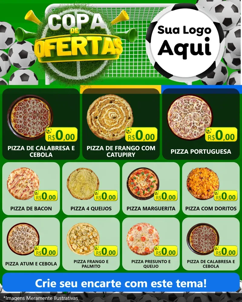 Modelo de Rede Social para Feed Instagram com o tema Copa De Ofertas para Pizzaria