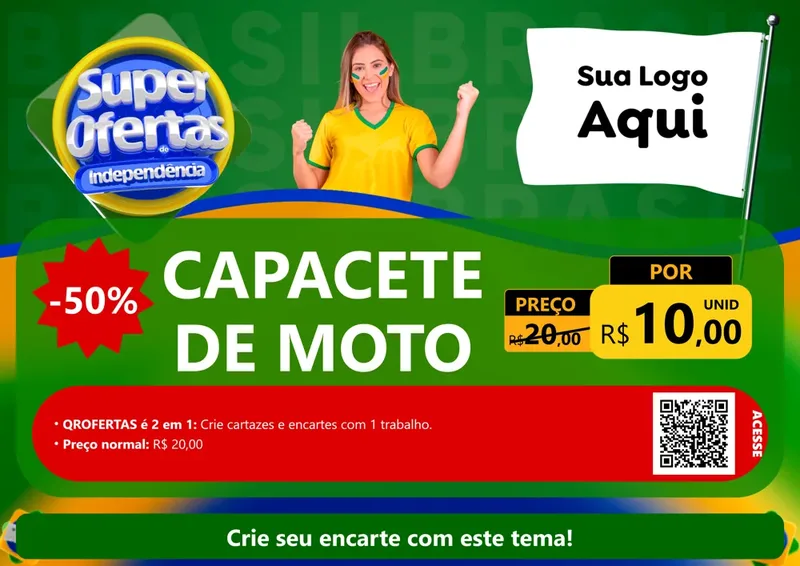 Modelo de Cartaz para Cartaz A4 Horizontal com o tema Super Ofertas de Independência para Moto peças