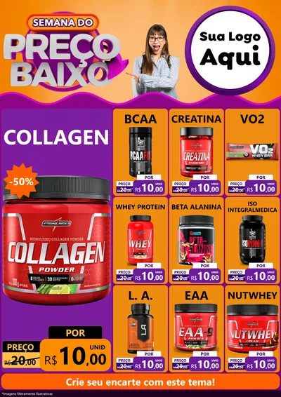 Modelo de Encarte para Encarte A4 Vertical com o tema Semana do Preço Baixo para Suplementos alimentares