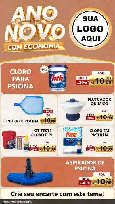 Modelo de TV para TV Vertical com o tema Ano Novo Com Economia para Produtos para Piscina