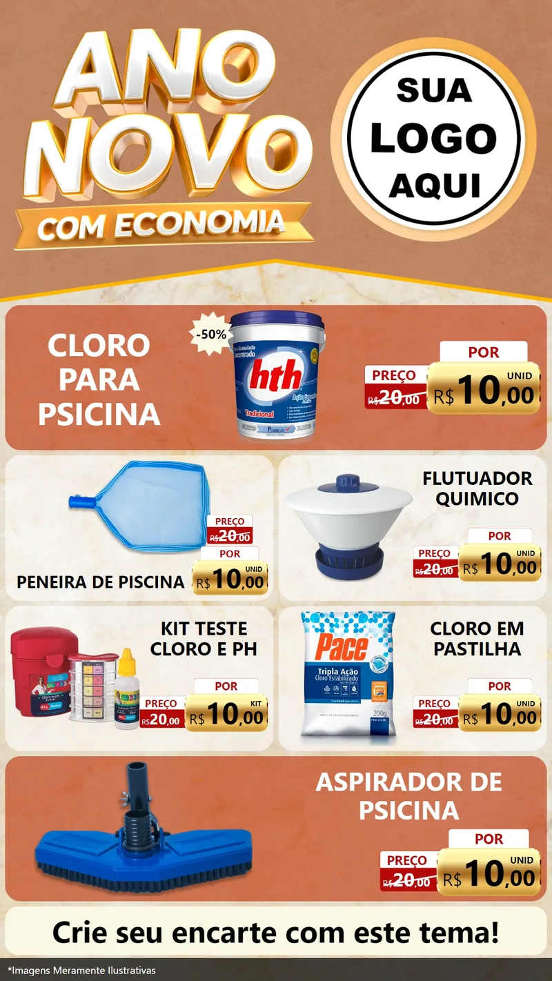 Modelo de TV para TV Vertical com o tema Ano Novo Com Economia para Produtos para Piscina