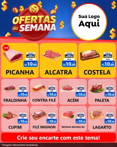 Modelo de Rede Social para Feed Instagram com o tema Ofertas Da Semana para Açougue