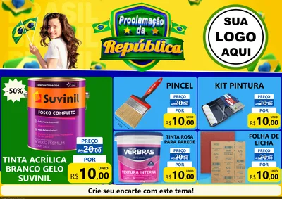 Modelo de Encarte para Encarte A4 Horizontal com o tema Proclamação da República para Tintas e Ferramentas