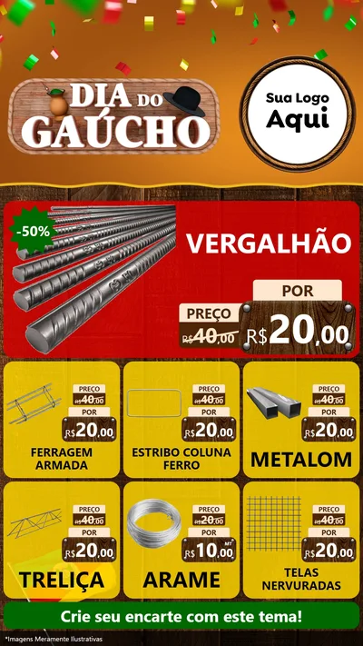 Modelo de Rede Social para Stories com o tema Dia do Gaúcho para Ferragens
