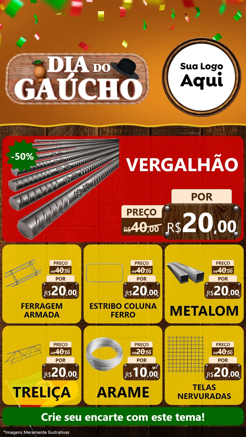 Modelo de Rede Social para Stories com o tema Dia do Gaúcho para Ferragens