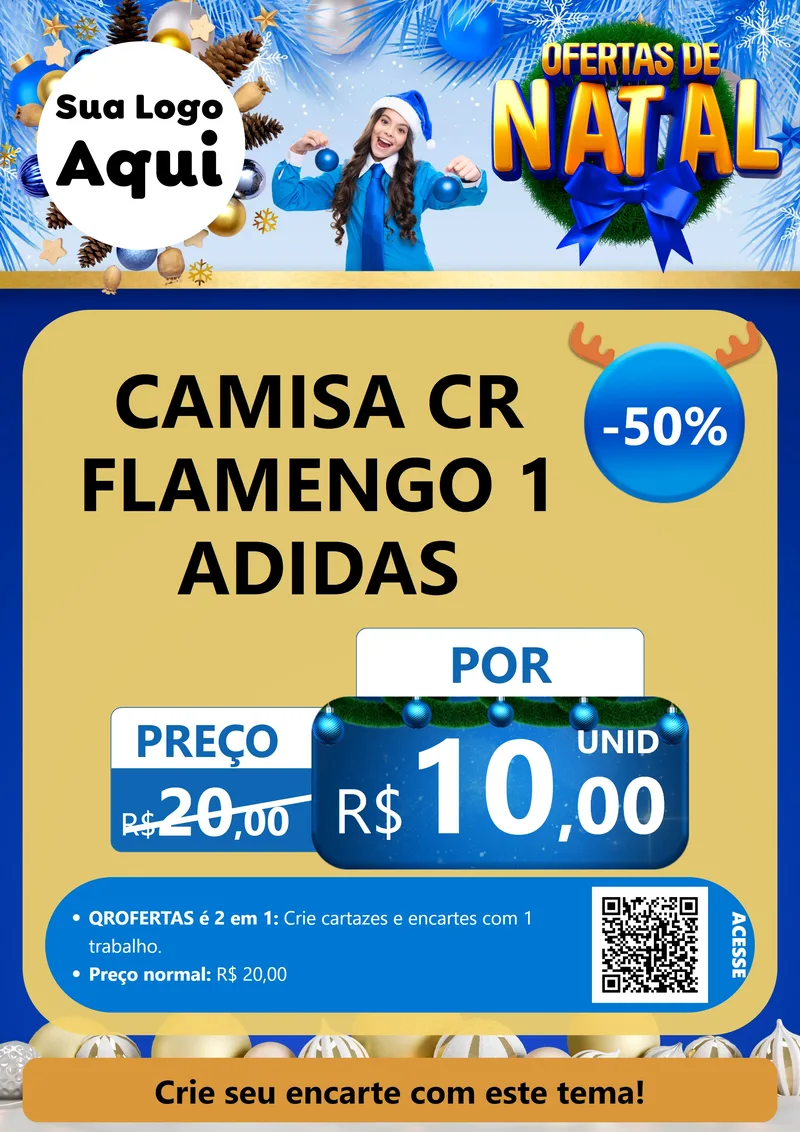 Modelo de Cartaz para Cartaz A4 Vertical com o tema Ofertas de Natal para Roupas e acessórios