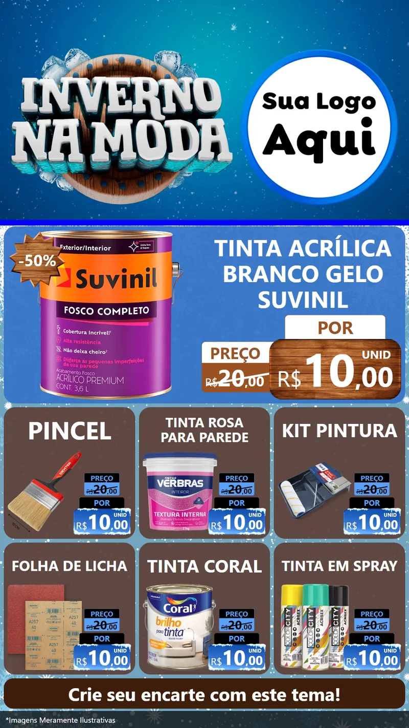Modelo de Rede Social para Stories com o tema Inverno na Moda para Tintas e Ferramentas