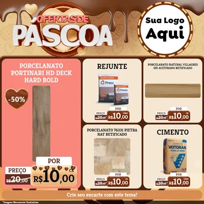 Modelo de Rede Social para Feed Facebook com o tema Ofertas de Páscoa para Pisos e revestimentos