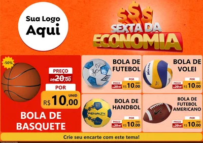Modelo de Encarte para Encarte A4 Horizontal com o tema Sexta da Economia para Artigos Esportivos