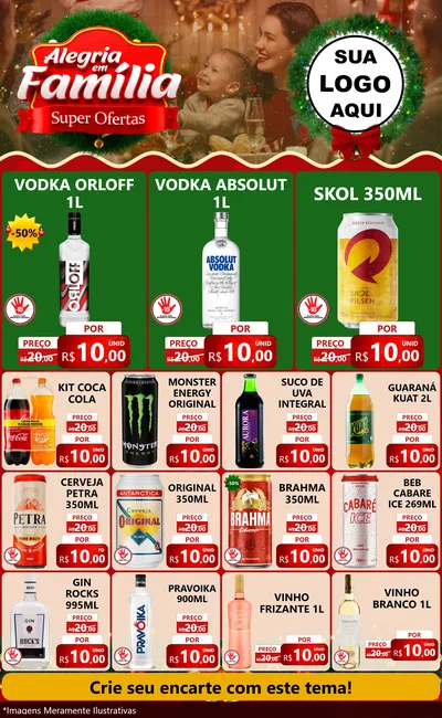 Modelo de Encarte para Encarte Grande com o tema Alegria Em Família - Super Ofertas para Distribuidora de bebidas