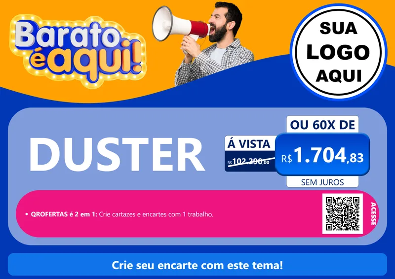 Modelo de Cartaz para Cartaz A4 Horizontal com o tema Barato é aqui para Concessionaria de Carros