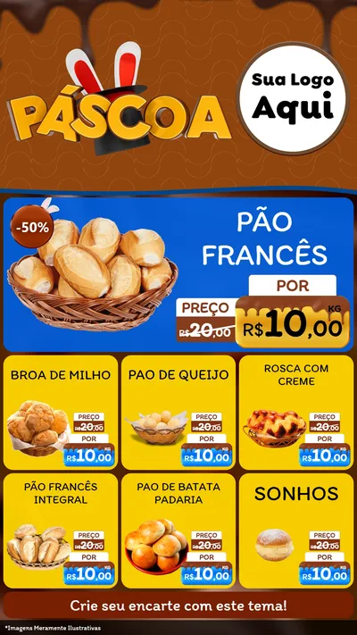 Modelo de Rede Social para Stories com o tema Páscoa para Padaria