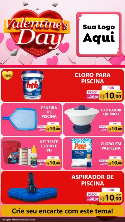 Modelo de TV para TV Vertical com o tema Valentine's Day para Produtos para Piscina