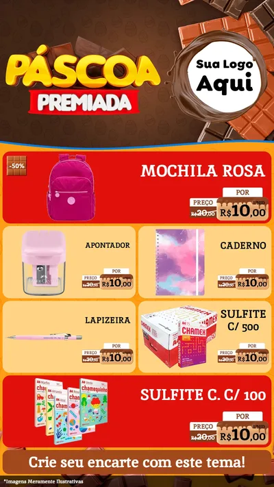 Modelo de TV para TV Vertical com o tema Páscoa Premiada para Papelaria