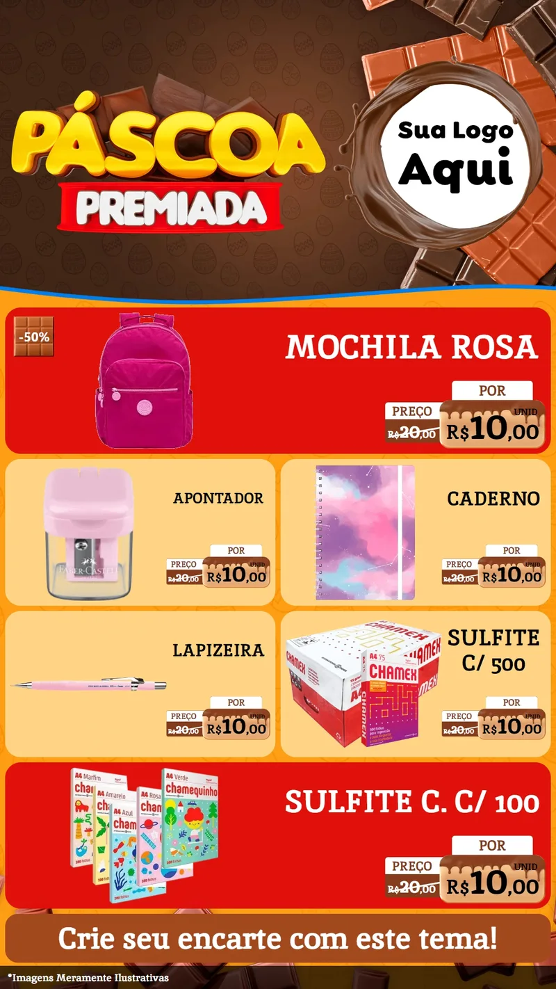 Modelo de TV para TV Vertical com o tema Páscoa Premiada para Papelaria