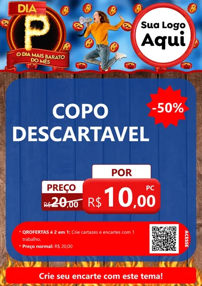 Modelo de Cartaz para Cartaz A4 Vertical com o tema Dia P - O Dia Mais Barato Do Mês para Embalagens
