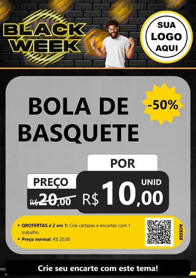 Modelo de Cartaz para Cartaz A4 Vertical com o tema Black Week para Artigos Esportivos