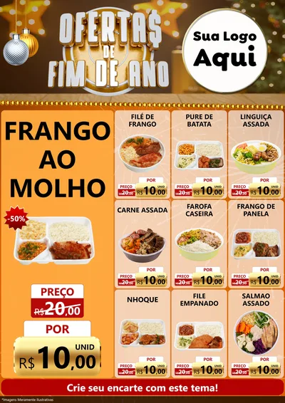 Modelo de Encarte para Encarte A4 Vertical com o tema Ofertas de Fim de Ano para Restaurante