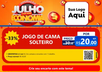 Modelo de Cartaz para Cartaz A4 Horizontal com o tema Operação Julho Com Mais Economia para Cama, Mesa e Banho