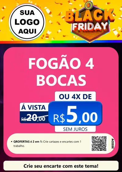 Modelo de Cartaz para Cartaz A4 Vertical com o tema Black Friday para Móveis e Eletro
