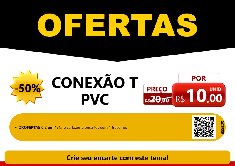 Modelo de Cartaz para Cartaz A4 Horizontal com o tema Ofertas Preto e Vermelho Cartaz para Tubos e conexões
