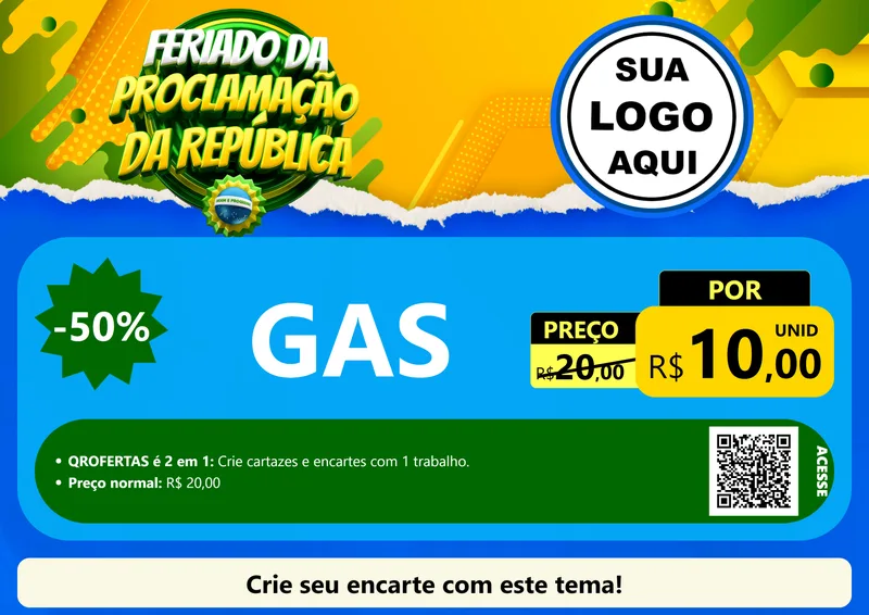 Modelo de Cartaz para Cartaz A4 Horizontal com o tema Feriado da Proclamação da República para Água e gás