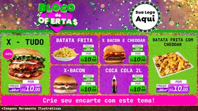 Modelo de TV para TV Horizontal com o tema Bloco de Ofertas para Hamburgueria