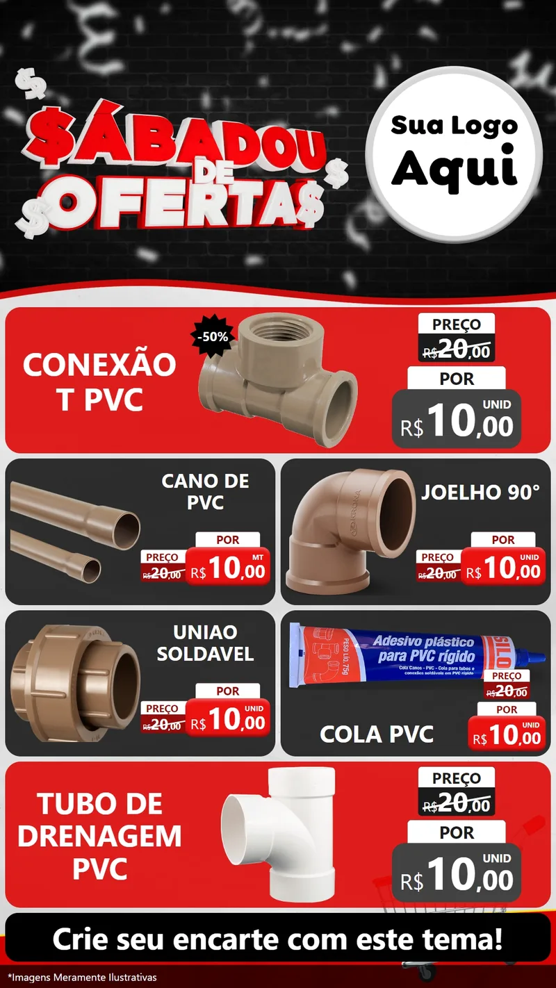 Modelo de TV para TV Vertical com o tema Sabadou de Ofertas para Tubos e conexões