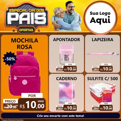 Modelo de Rede Social para Feed Facebook com o tema Especial Dia dos Pais para Papelaria