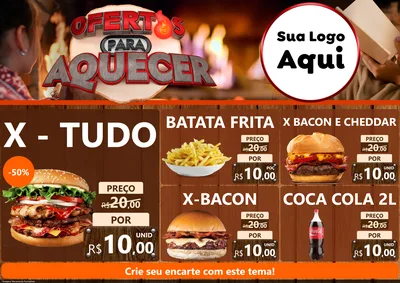 Modelo de Encarte para Encarte A4 Horizontal com o tema Ofertas Para Aquecer para Hamburgueria